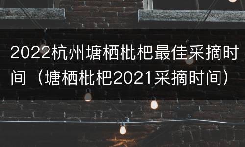 2022杭州塘栖枇杷最佳采摘时间（塘栖枇杷2021采摘时间）