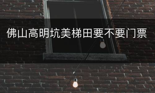 佛山高明坑美梯田要不要门票