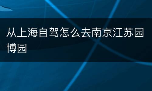 从上海自驾怎么去南京江苏园博园