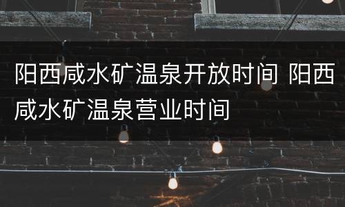 阳西咸水矿温泉开放时间 阳西咸水矿温泉营业时间
