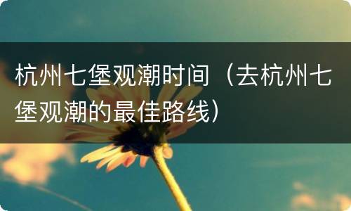 杭州七堡观潮时间（去杭州七堡观潮的最佳路线）