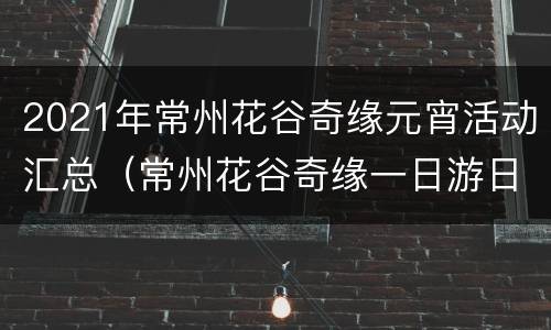 2021年常州花谷奇缘元宵活动汇总（常州花谷奇缘一日游日记）