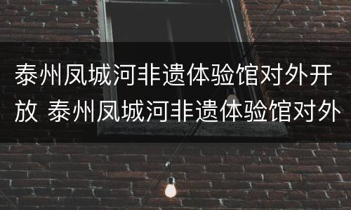 泰州凤城河非遗体验馆对外开放 泰州凤城河非遗体验馆对外开放吗现在
