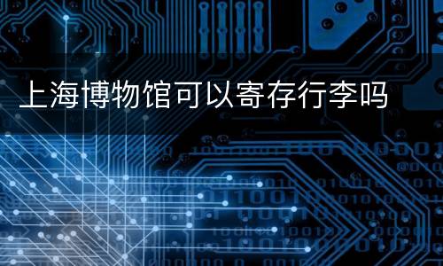 上海博物馆可以寄存行李吗