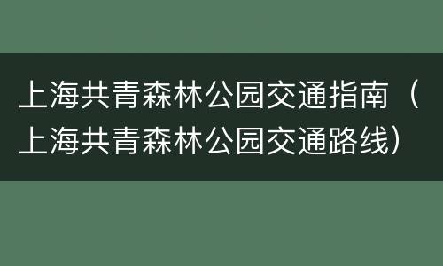 上海共青森林公园交通指南（上海共青森林公园交通路线）