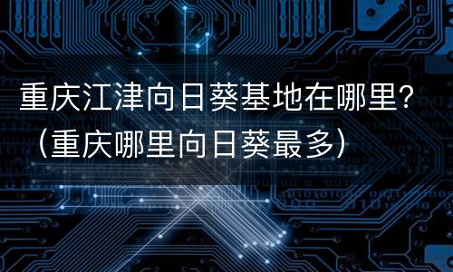 重庆江津向日葵基地在哪里？（重庆哪里向日葵最多）
