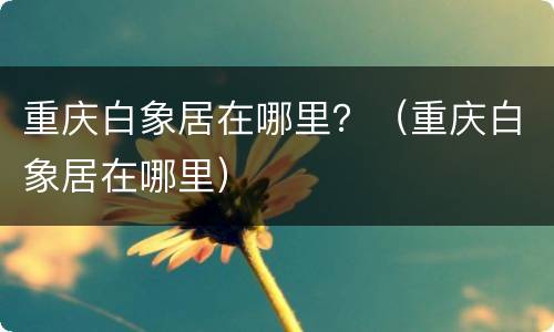 重庆白象居在哪里？（重庆白象居在哪里）