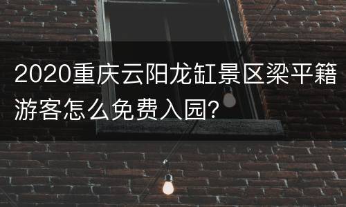 2020重庆云阳龙缸景区梁平籍游客怎么免费入园？