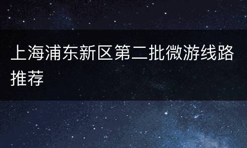 上海浦东新区第二批微游线路推荐