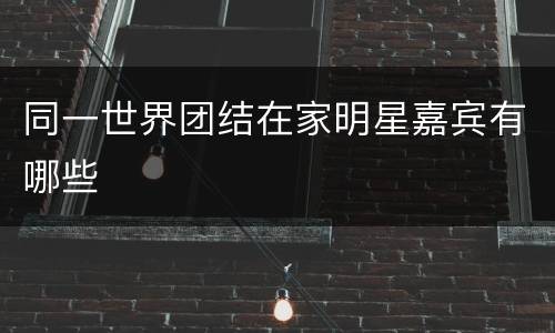 同一世界团结在家明星嘉宾有哪些