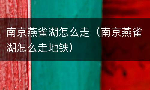 南京燕雀湖怎么走（南京燕雀湖怎么走地铁）