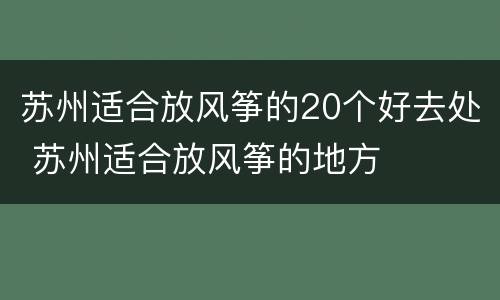 苏州适合放风筝的20个好去处 苏州适合放风筝的地方