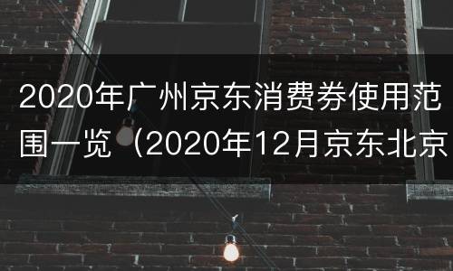 2020年广州京东消费券使用范围一览（2020年12月京东北京消费券）