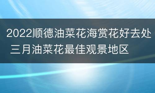 2022顺德油菜花海赏花好去处 三月油菜花最佳观景地区