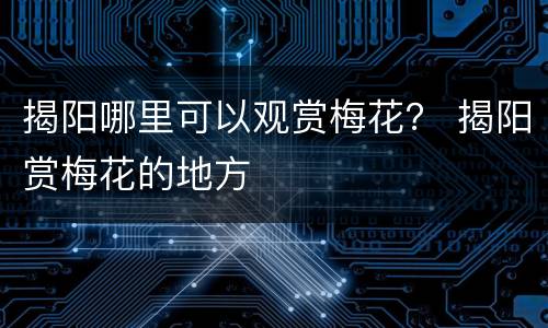 揭阳哪里可以观赏梅花？ 揭阳赏梅花的地方