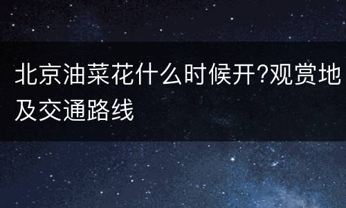 北京油菜花什么时候开?观赏地及交通路线