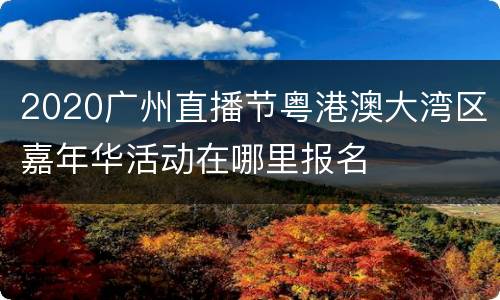 2020广州直播节粤港澳大湾区嘉年华活动在哪里报名
