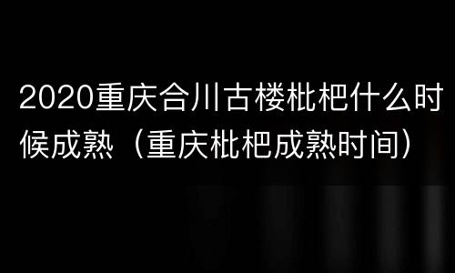2020重庆合川古楼枇杷什么时候成熟（重庆枇杷成熟时间）
