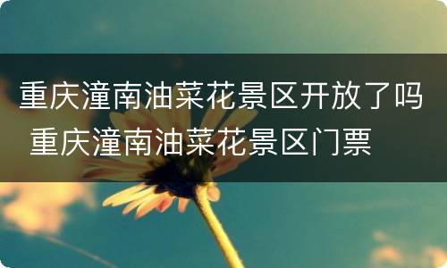 重庆潼南油菜花景区开放了吗 重庆潼南油菜花景区门票