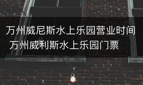 万州威尼斯水上乐园营业时间 万州威利斯水上乐园门票