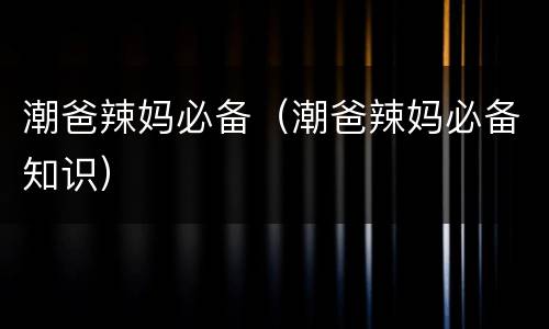 潮爸辣妈必备（潮爸辣妈必备知识）