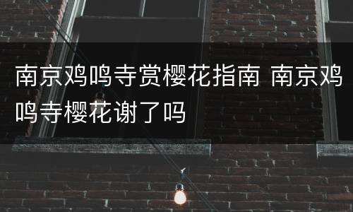 南京鸡鸣寺赏樱花指南 南京鸡鸣寺樱花谢了吗