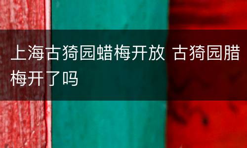 上海古猗园蜡梅开放 古猗园腊梅开了吗