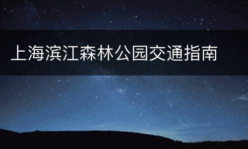 上海滨江森林公园交通指南