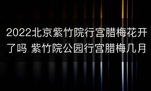 2022北京紫竹院行宫腊梅花开了吗 紫竹院公园行宫腊梅几月开