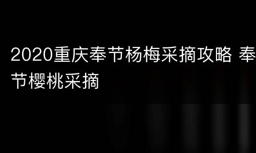 2020重庆奉节杨梅采摘攻略 奉节樱桃采摘