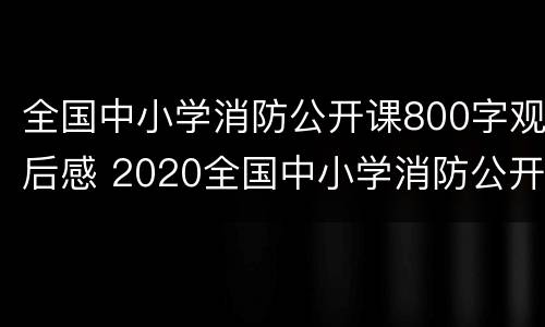 全国中小学消防公开课800字观后感 2020全国中小学消防公开课观后感400字