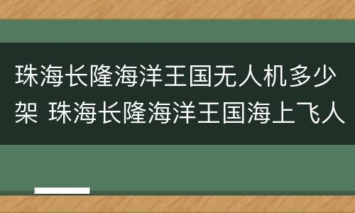 珠海长隆海洋王国无人机多少架 珠海长隆海洋王国海上飞人