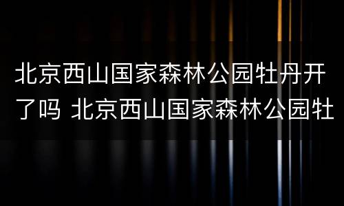 北京西山国家森林公园牡丹开了吗 北京西山国家森林公园牡丹开了吗最近