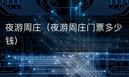 夜游周庄（夜游周庄门票多少钱）