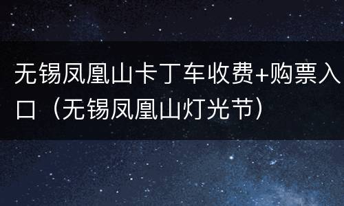 无锡凤凰山卡丁车收费+购票入口（无锡凤凰山灯光节）