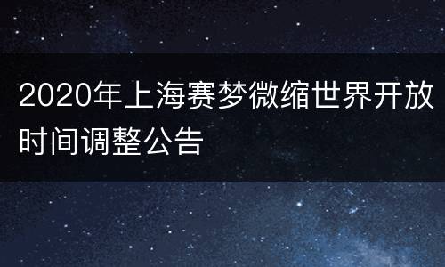 2020年上海赛梦微缩世界开放时间调整公告