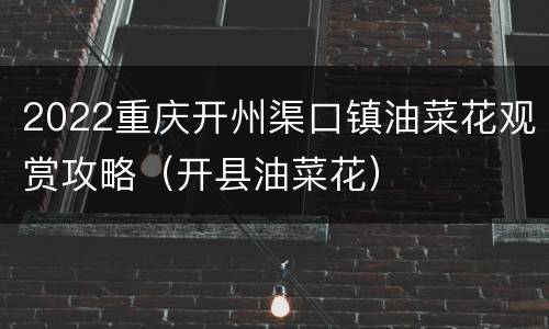 2022重庆开州渠口镇油菜花观赏攻略（开县油菜花）