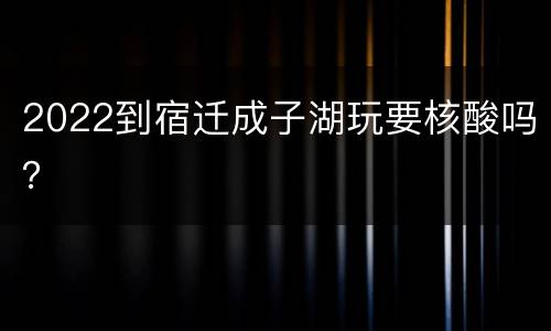 2022到宿迁成子湖玩要核酸吗？