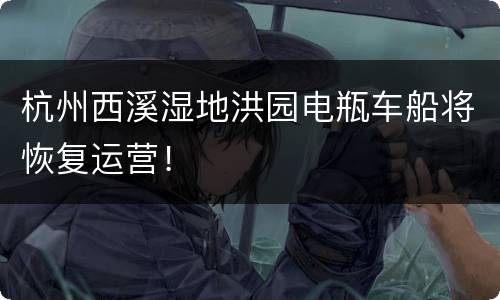 杭州西溪湿地洪园电瓶车船将恢复运营！