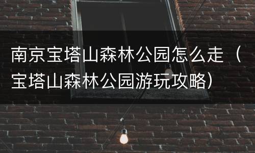南京宝塔山森林公园怎么走（宝塔山森林公园游玩攻略）