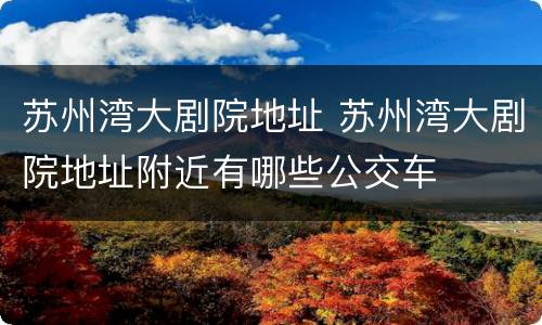 苏州湾大剧院地址 苏州湾大剧院地址附近有哪些公交车