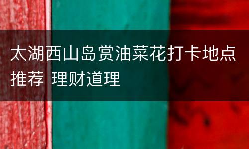 太湖西山岛赏油菜花打卡地点推荐 理财道理