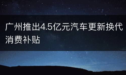 广州推出4.5亿元汽车更新换代消费补贴