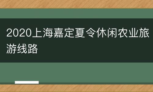 2020上海嘉定夏令休闲农业旅游线路