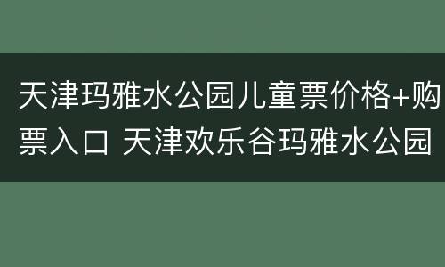 天津玛雅水公园儿童票价格+购票入口 天津欢乐谷玛雅水公园门票价格