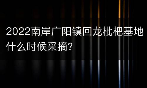 2022南岸广阳镇回龙枇杷基地什么时候采摘？