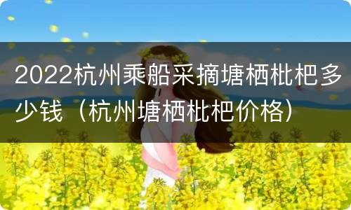 2022杭州乘船采摘塘栖枇杷多少钱（杭州塘栖枇杷价格）