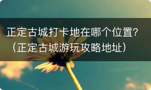 正定古城打卡地在哪个位置？（正定古城游玩攻略地址）