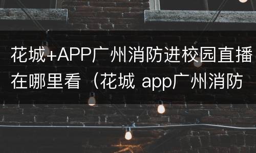 花城+APP广州消防进校园直播在哪里看（花城 app广州消防进校园直播在哪里看）