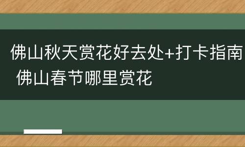 佛山秋天赏花好去处+打卡指南 佛山春节哪里赏花
